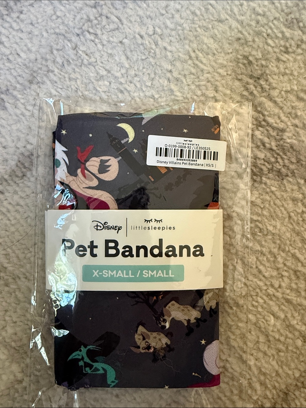 Little Sleepies Disney Pet Bandana - Black with Multicolor Villain Accents